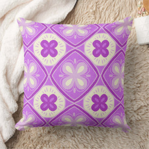 Coussin motif de carreaux violets