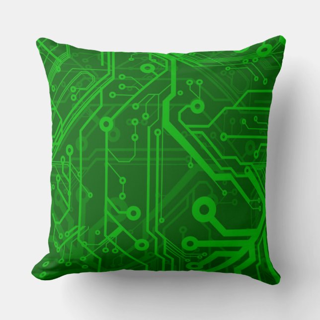 Coussin Motif de carte électronique de vert (Recto)
