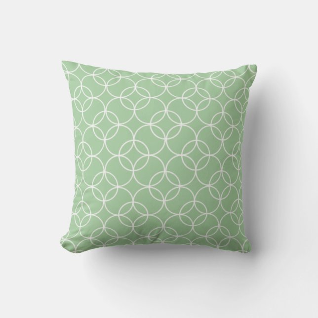Coussin Motif de cercle de vert sauge (Recto)