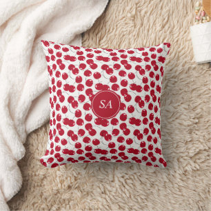 Coussin Motif de cerisier rouge frais personnalisé