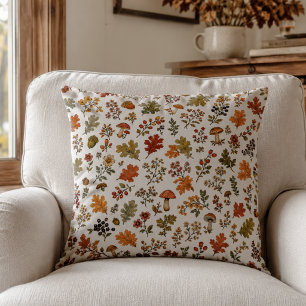 Coussin Motif de champignon de feuille florale de bois aut