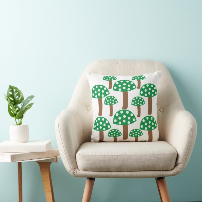 Coussin Motif de champignons verts (Chaise)