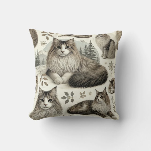 Coussin Motif de chat norvégien (Recto)