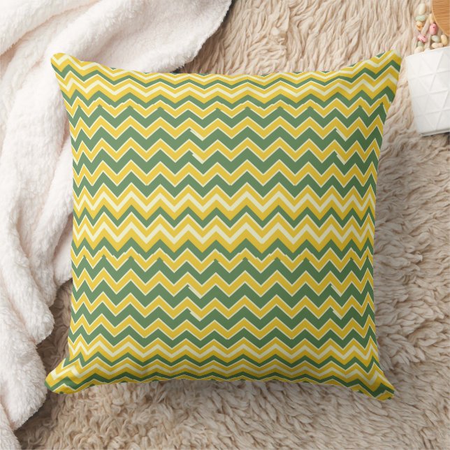 Coussin Motif de chevron vert et jaune (Couverture)