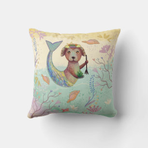 Coussin motif de chien de sirène