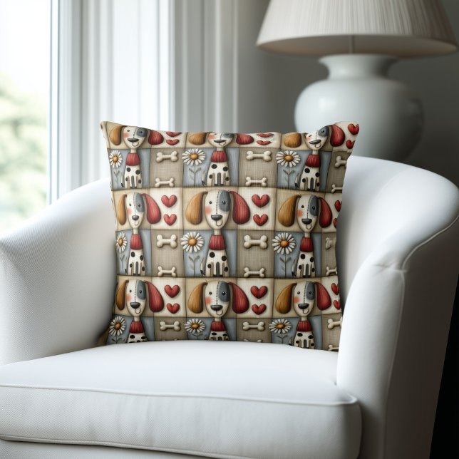 Coussin Motif de chien patchwork de campagne (Créateur téléchargé)