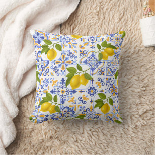 Coussin Motif de citron agrumes méditerranéen