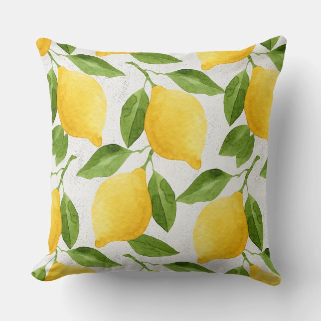 Coussin Motif de citrons d'aquarelle (Recto)
