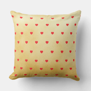 Coussin Motif de cœur d'amour rouge et or