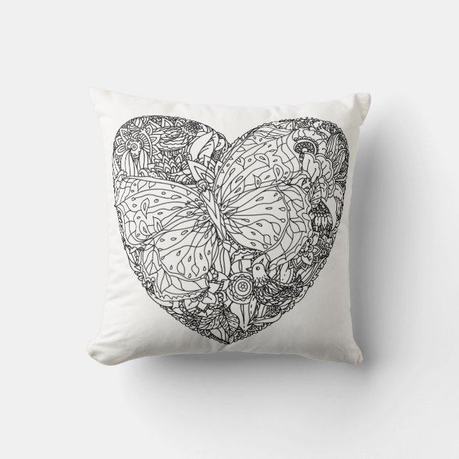Coussin Motif de coeur de papillon (Recto)