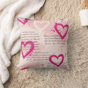 Coussin Motif de cœur moderne avec fond de script (9)