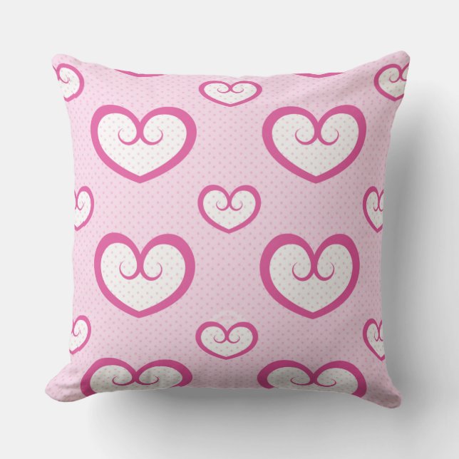 Coussin Motif de coeur rose et blanc (Recto)