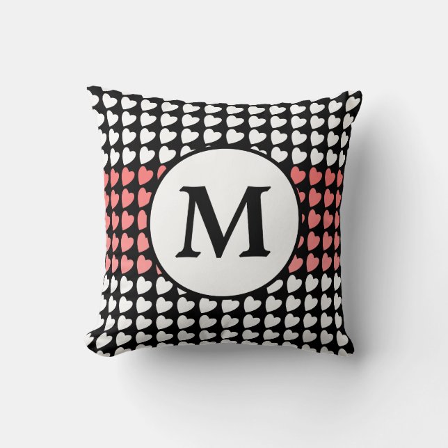 Coussin Motif de coeur rose noir (Recto)