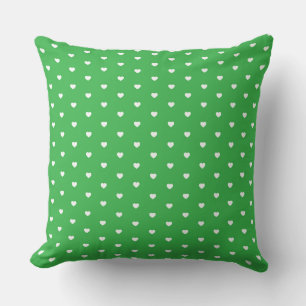 Coussin Motif de cœur vert et blanc vibrant