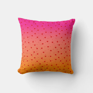 Coussin Motif de cœurs rouges ombrés rose et orange