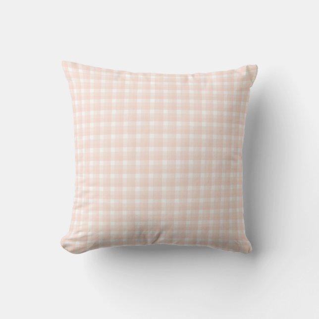 Coussin Motif de contrôle de guingan. Rose et blanc de (Recto)