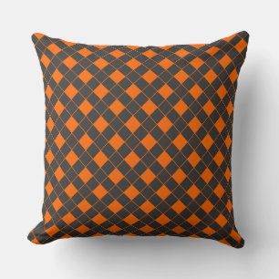 Coussin Motif de contrôle géométrique Retro Orange Grey Ja