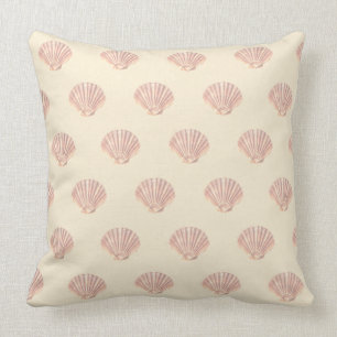 Coussin Motif de coquille d'huître de mer en ivoire