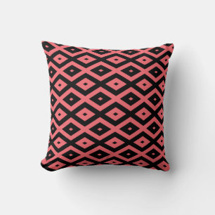 Coussin Motif de corail et de diamant noir