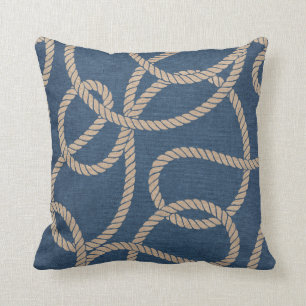 Coussin Motif de corde de cowboy dans le bleu