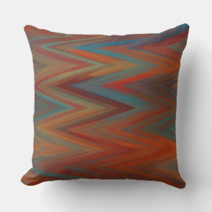 Coussin Motif de couleur bleu, orange et rouge chevron