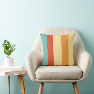 Coussin Motif de couleur rétro rayé