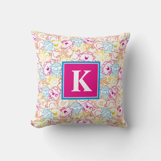 Coussin Motif de couleurs néon | Monogramme (Recto)