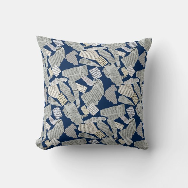 Coussin Motif de coupure de journal 01x4.b DBlue (Recto)