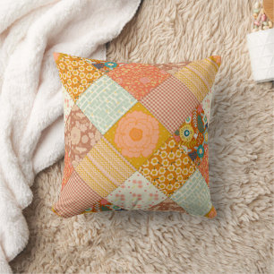 Coussin Motif de courte de patchwork floral automnal Cotta