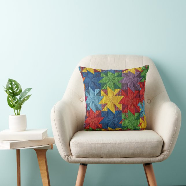 Coussin Motif de Courtepointe en Patchwork à Roues (Chaise)