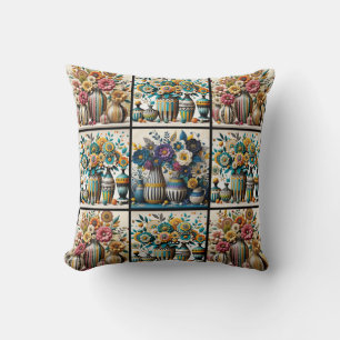 Coussin Motif de courtepointe Vintage coloré inspiré