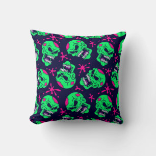 Coussin Motif de crânes Neon Zombie