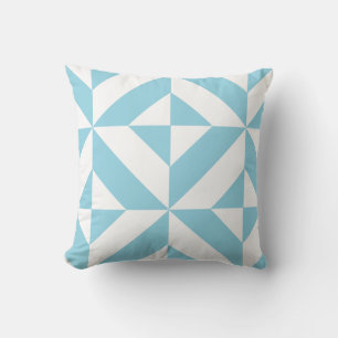 Coussin Motif de cube géométrique bleu océan