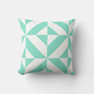 Coussin Motif de cube géométrique vert Seafoam