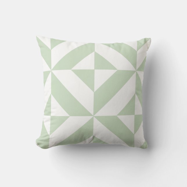 Coussin Motif de Déco géométrique vert Sage 2 côtés (Recto)