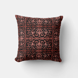 Coussin Motif de défilement rouge et noir