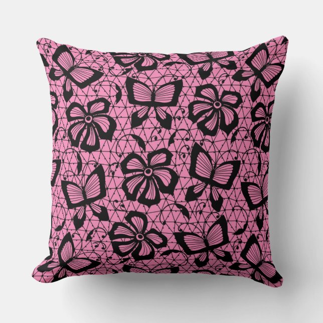 Coussin motif de dentelle avec des papillons (Recto)