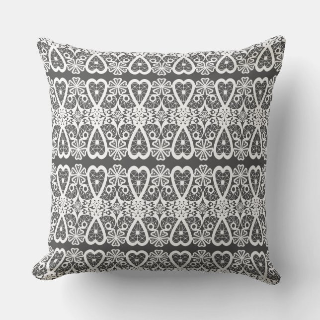 Coussin Motif de dentelle grise et blanche (Recto)