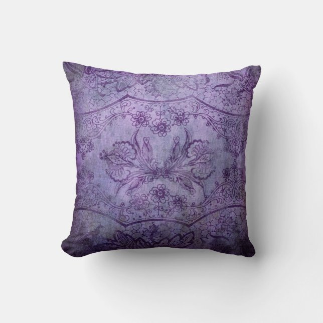 Coussin Motif de dentelle violet Shabby (Recto)