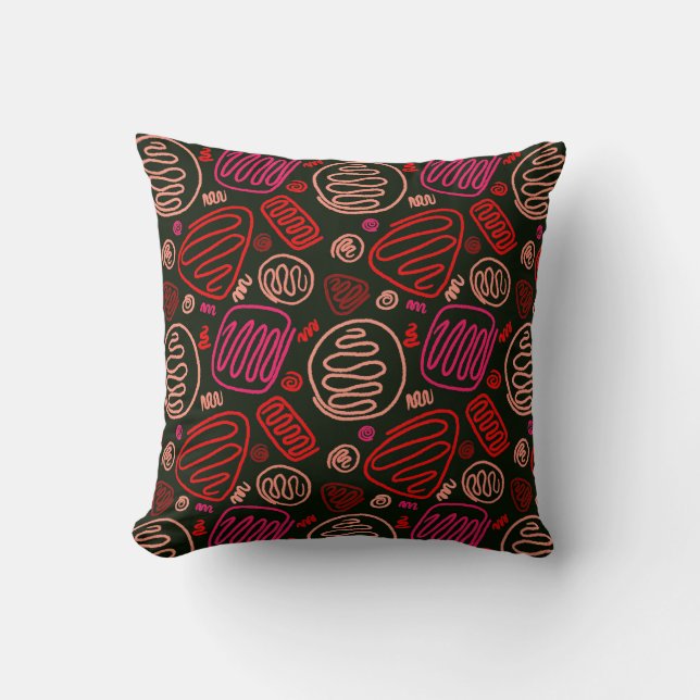 Coussin Motif de dessin artistique Festive Red One Line (Recto)