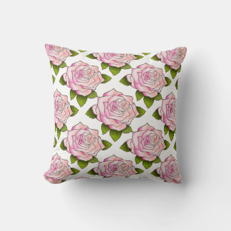 Coussin Motif de dessin rose rose vintage