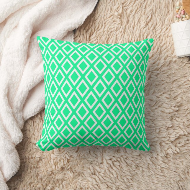 Coussin Motif de diamant géométrique vert menthe (Couverture)