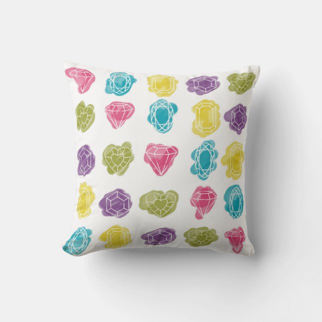 Coussin Motif de diamants colorés d'aquarelle (Recto)