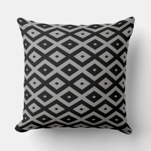 Coussin Motif de diamants gris et noir