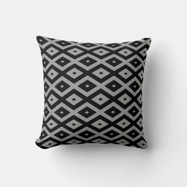 Coussin Motif de diamants gris et noir (Recto)