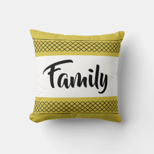 Coussin Motif de famille élégant Imprimer or jaune