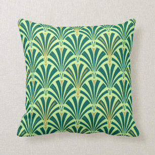 Coussin Motif de fan d'art déco - pin et vert en bon éta