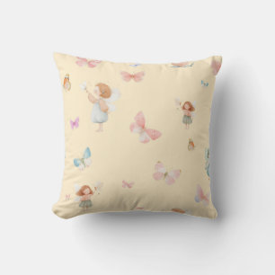 Coussin Motif de fée pastel, design de papillon mignon pou