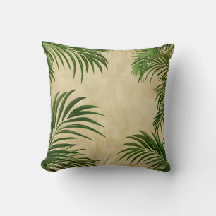 Coussin Motif de feuille de palme vert vibre