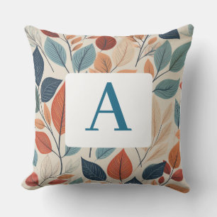 Coussin Motif de feuille dynamique avec Monogramme